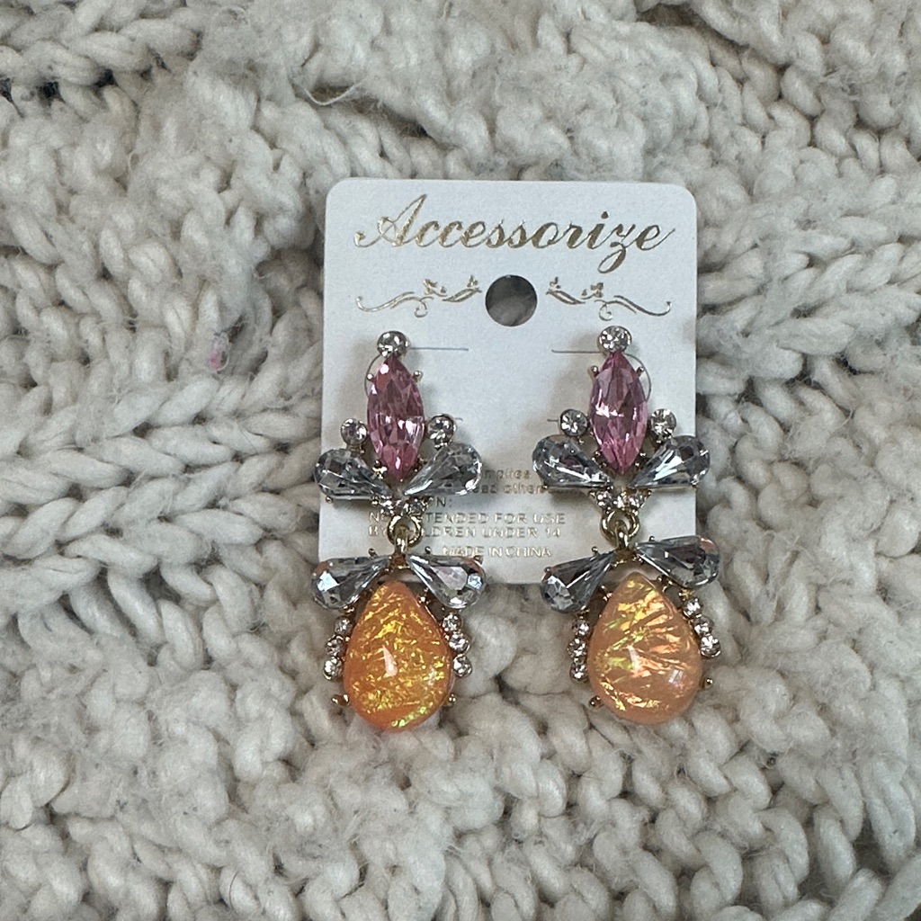 Pink And Silver Statement Earrings